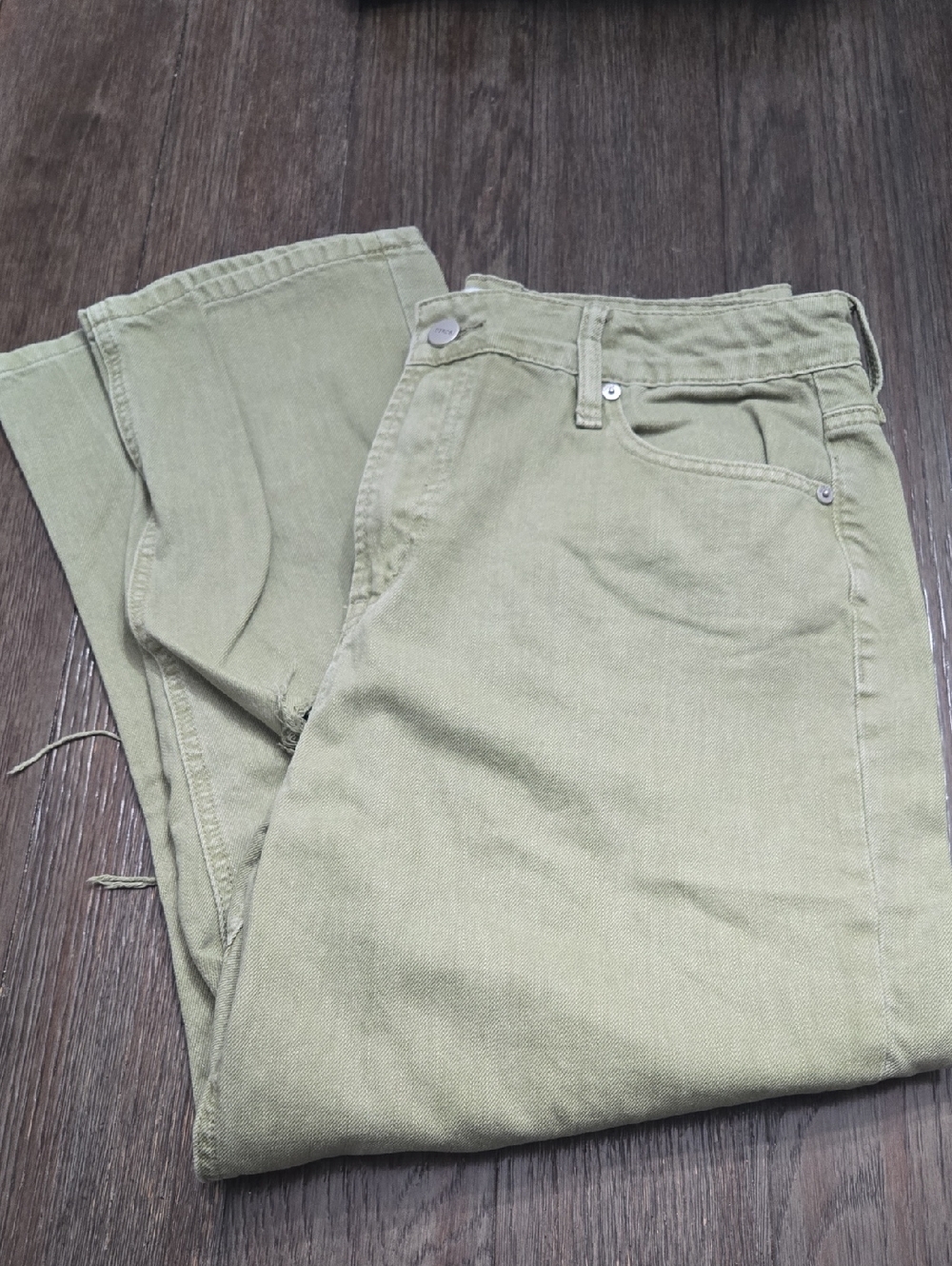 Olive High-Rise Cropped Ankle Pants